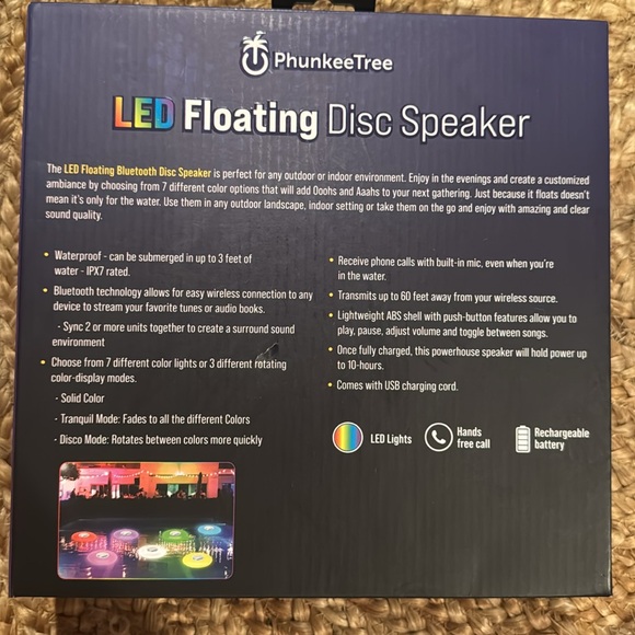 NWT Phunkee Tree LED Floating Disc Speaker - Picture 2 of 5